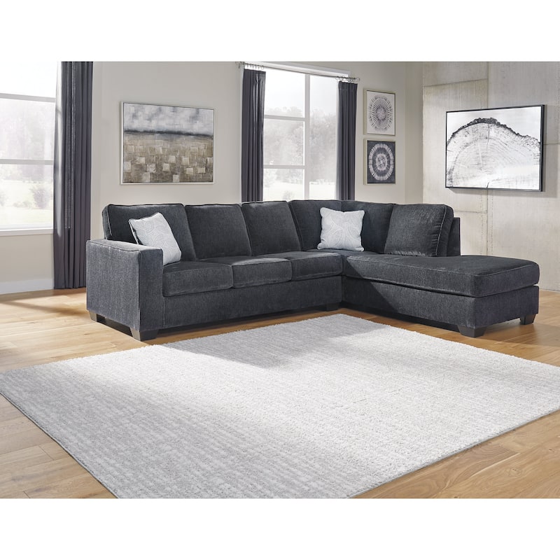 Signature Design by Ashley Altari Gray 2-Piece Sectional with Ottoman - 110" W x 90" D x 37" H