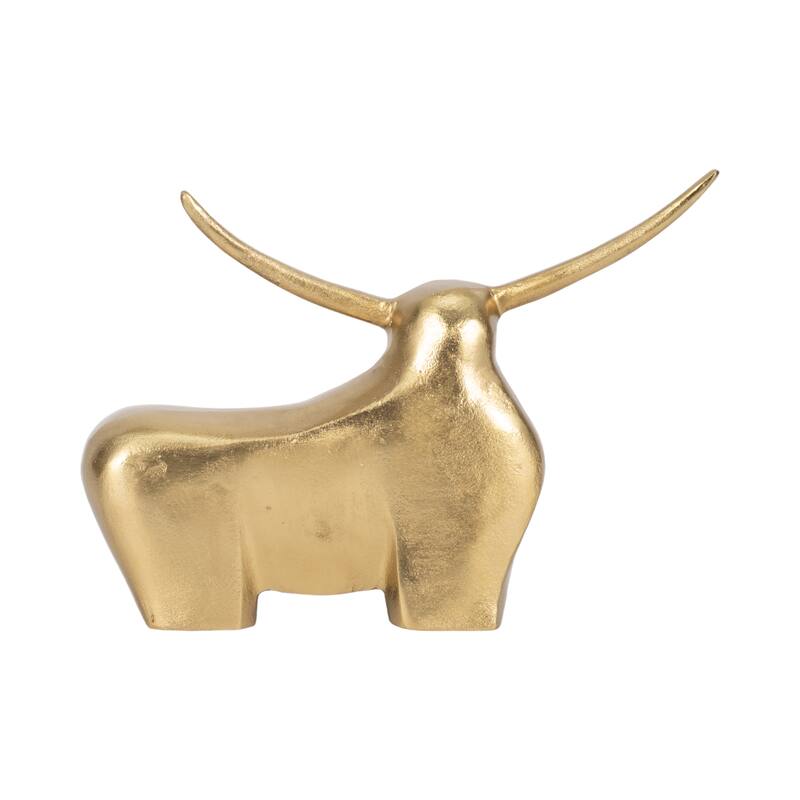 Sagebrook Home Gold Aluminum 8" Standing Bull Figurine - A Majestic Accent for Home Decor - 12" x 3" x 8"