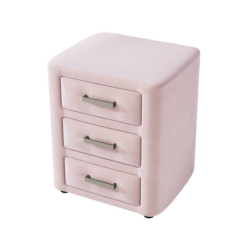 Velvet Nightstand Bedside Table With 3 Drawers, Night Tables For Living Room
