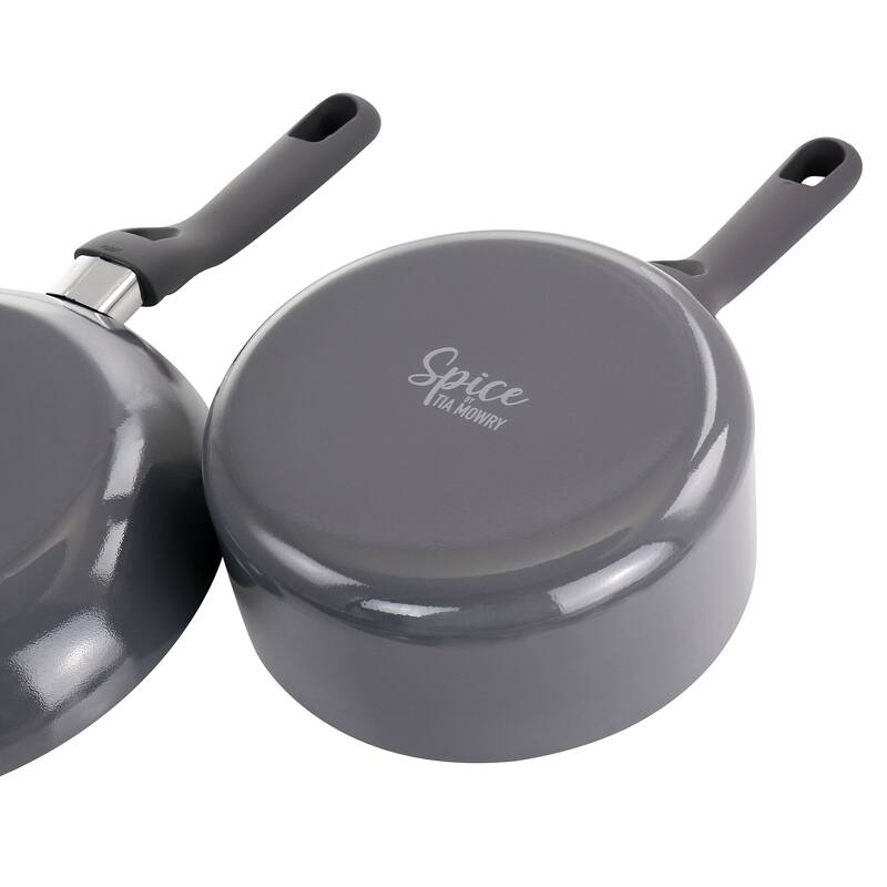 Spice by Tia Mowry Savory Saffron 16 Piece Cookware Set in Grey - 16pc