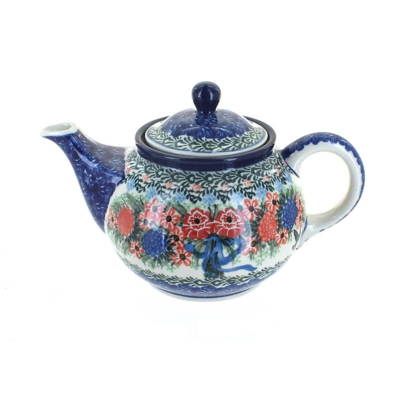 Blue Rose Polish Pottery 264 Ceramika Artystyczna Small Teapot - Blush Bouquet