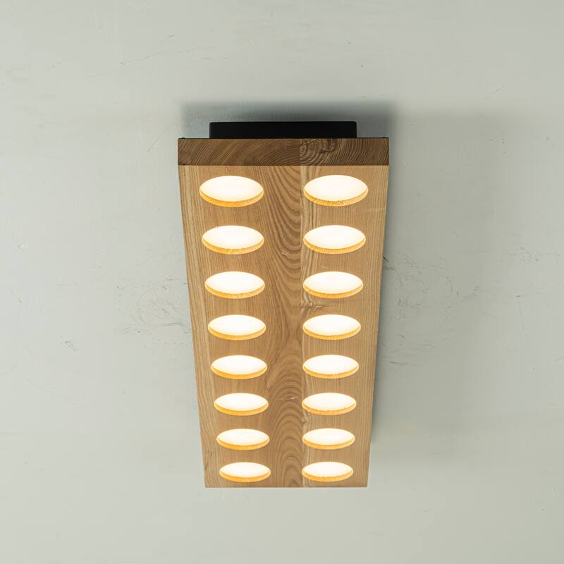 31.5" 16-Light Modern Minimalist Rectangle Wood Integrated LED Flush Mount Ceiling Light for Bedroom, Living Room
