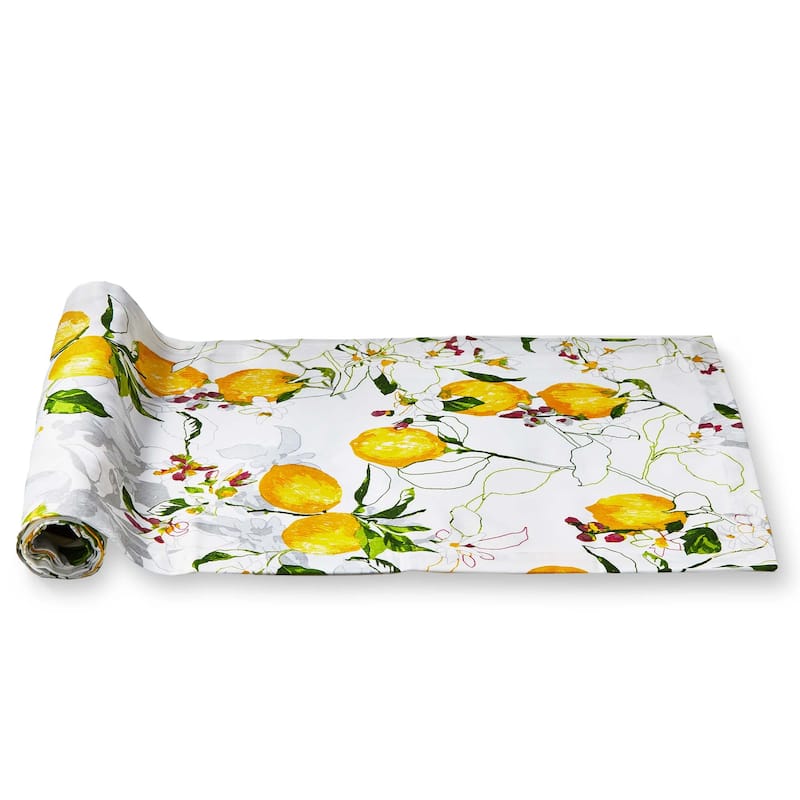 Lemoncello Multicolor Cotton Table Runner for Spring and Summer - Machine Washable, 72" x 16"