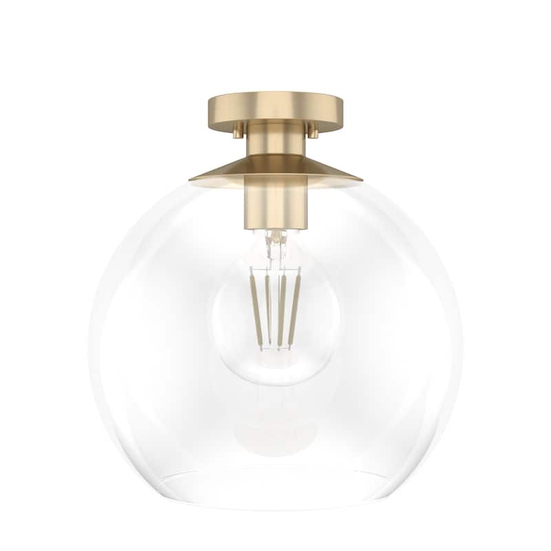 Hunter Xidane 1 Light Clear Glass Pendant or Semi-Flush Light - Kitchen Island, Dining Room, Entry - Glam, Contemporary
