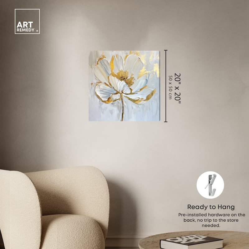 Art Remedy Gold Magnolia II Floral Fine 1 Piece Canvas Wall Art