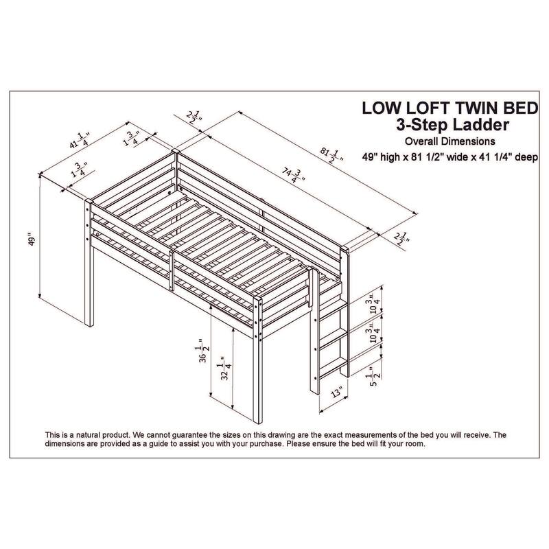 Taylor & Olive Trillium Low Loft Twin Bed with End Ladder