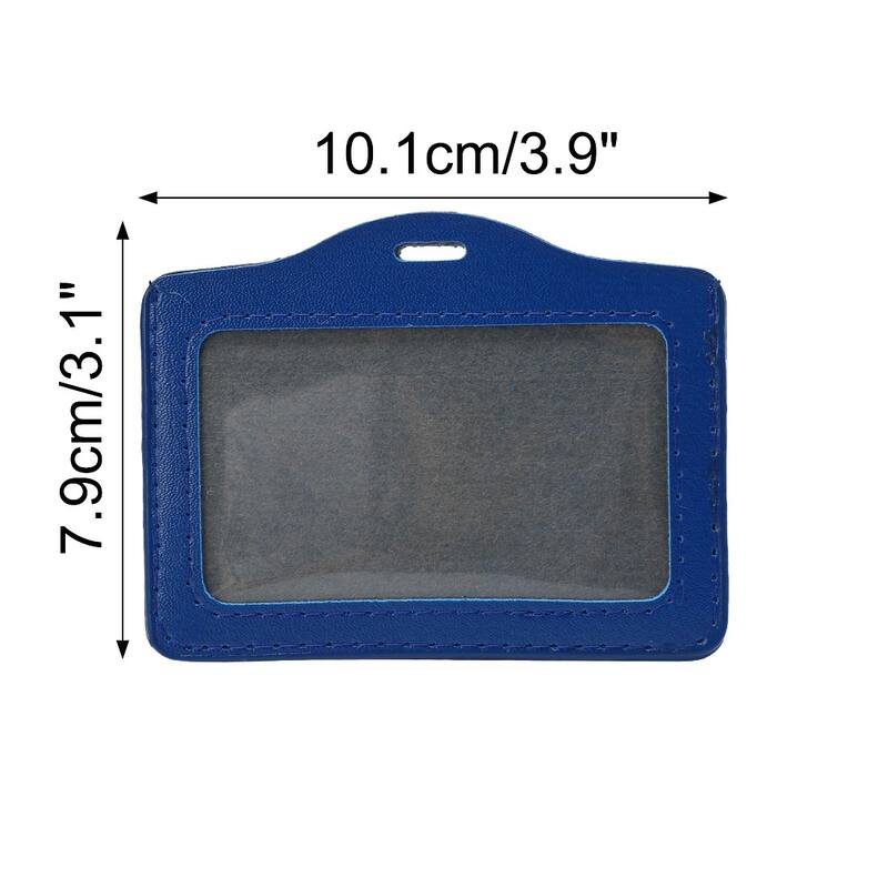 5 Pcs Faux Leather Staff Name ID Badge Card Holder Blue
