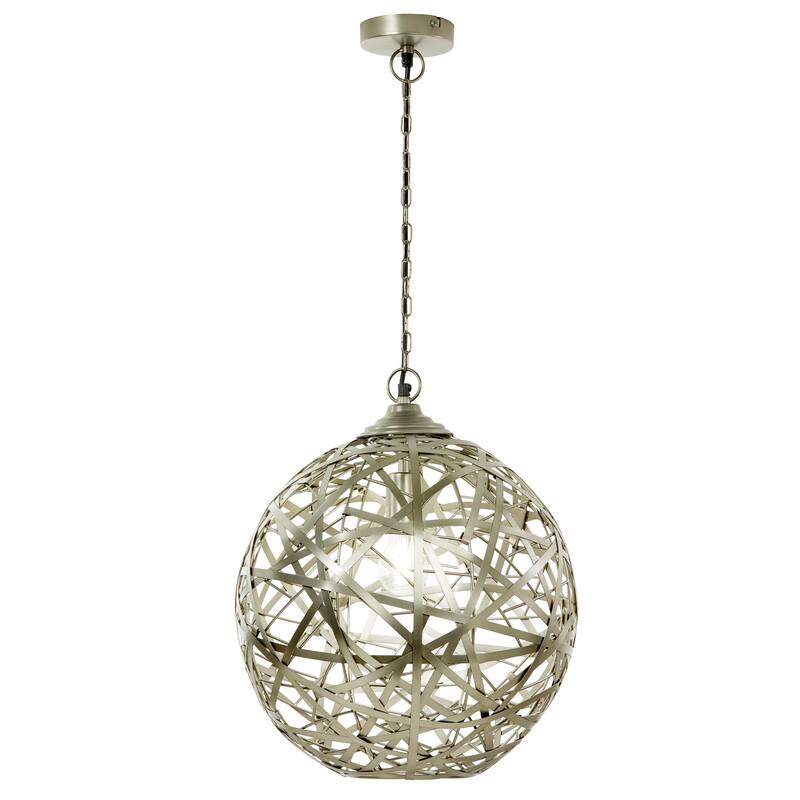 Talia River of Goods Nickel Metal 16-Inch Pendant Light with Adjustable Hanging Cord - 16'' x 16'' x 78'' - 16'' x 16'' x 78'' - Nickel