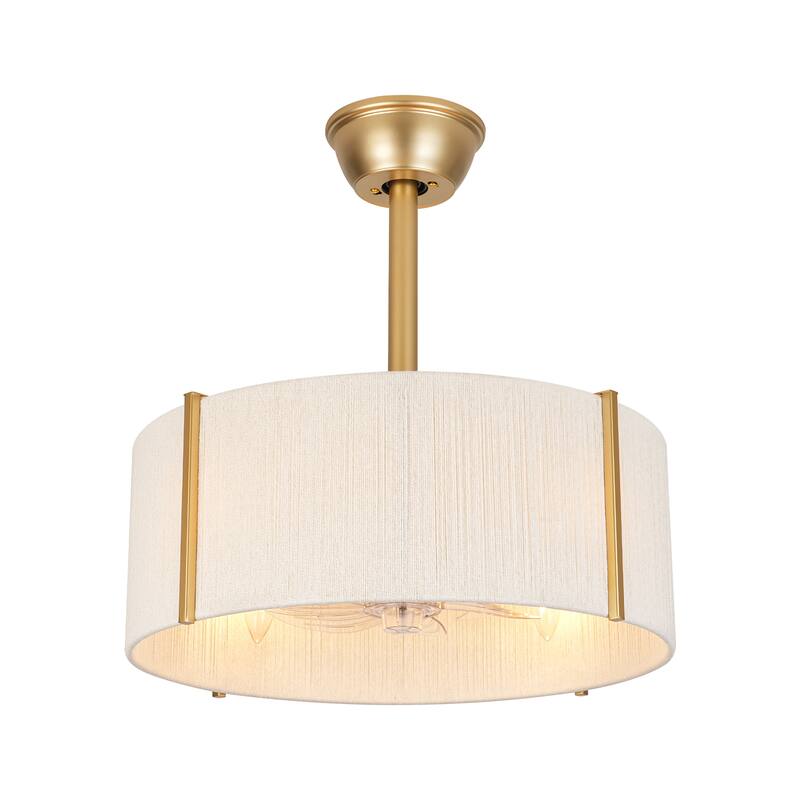 4-Light Modern Farmhouse Drum Ceiling Fan Lighting with 7 Clear ABS Blades and Remote Control - 19.29 in. W × 7.48 in. H