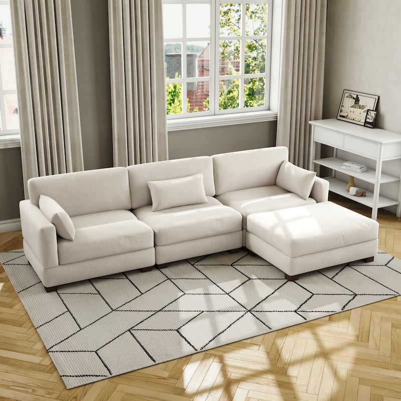 Corduroy Upholstered Modular Sectional Sofa for Living Room