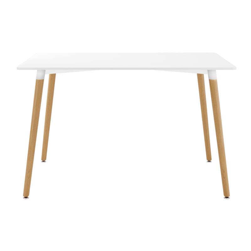 HomeRoots 30" White And Natural Solid Wood Dining Table - 29.5 in. x 29 in. x 47 in.