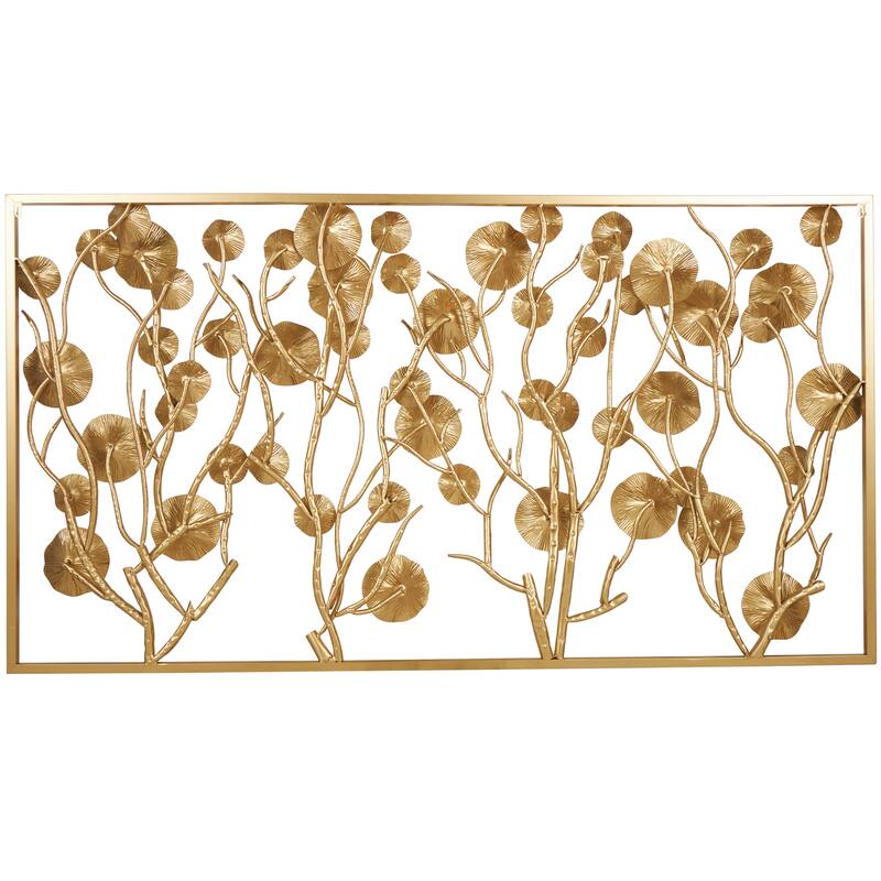 Metal Floral Dimensional Wall Decor - Gold - Roche River Decor