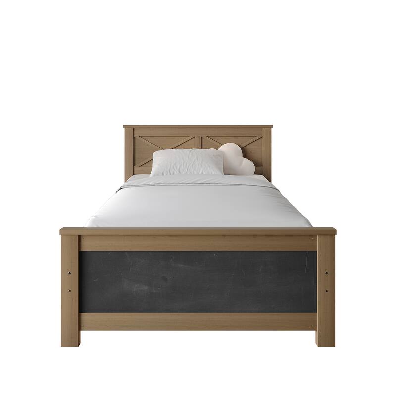 CraftPorch Elegance Twin Platform Bed - Light Oak