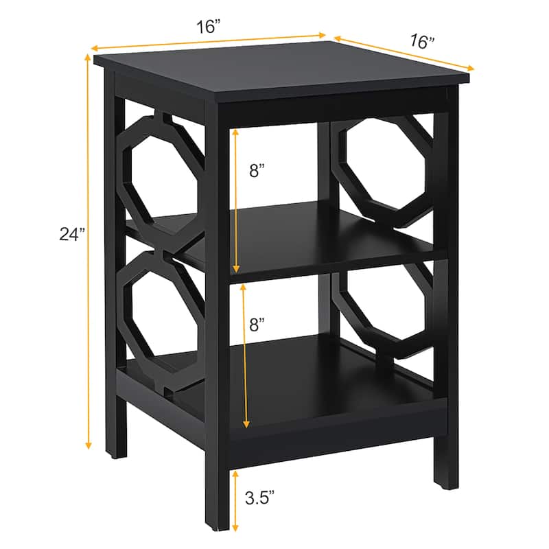 Costway 3-tier Nightstand Sofa Side End Accent Table Storage Display