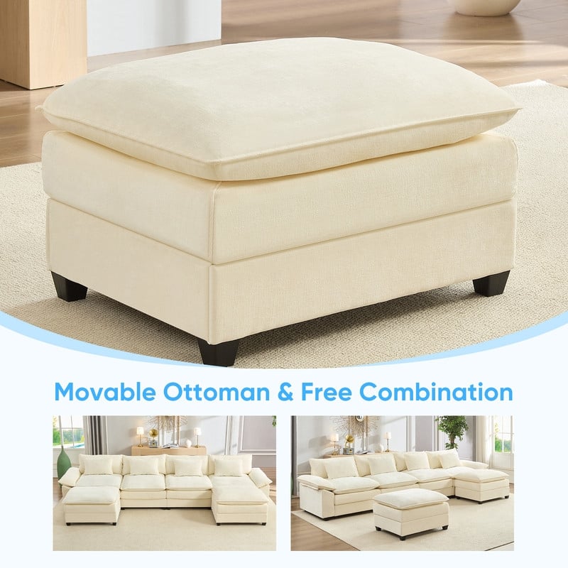 Modern 156''Oversized U-Shaped Modular Sectional Sofa with 2 Ottomans,6-Seat Cloud Couch,Chenille Sofa Sleeper Deep Seat Couches