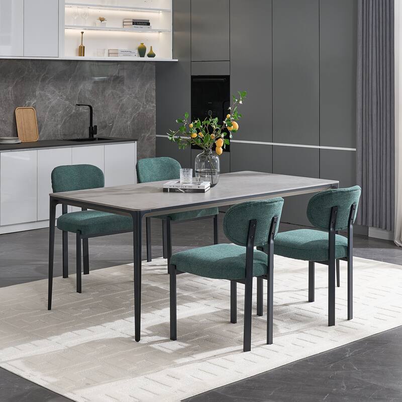 Modern Curved 2 Piece Kitchen Dining Chairs with Cushions, Backrest, Metal Legs for Dining Room Kitchen Living Room Bedroom