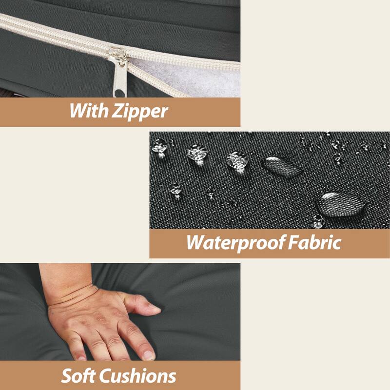 UPHA 9-piece Cushioned Wicker Patio Conversation Seating Set