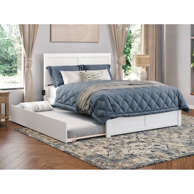 AFI Canyon Full Platform Bed with Footboard & Full Trundle in White