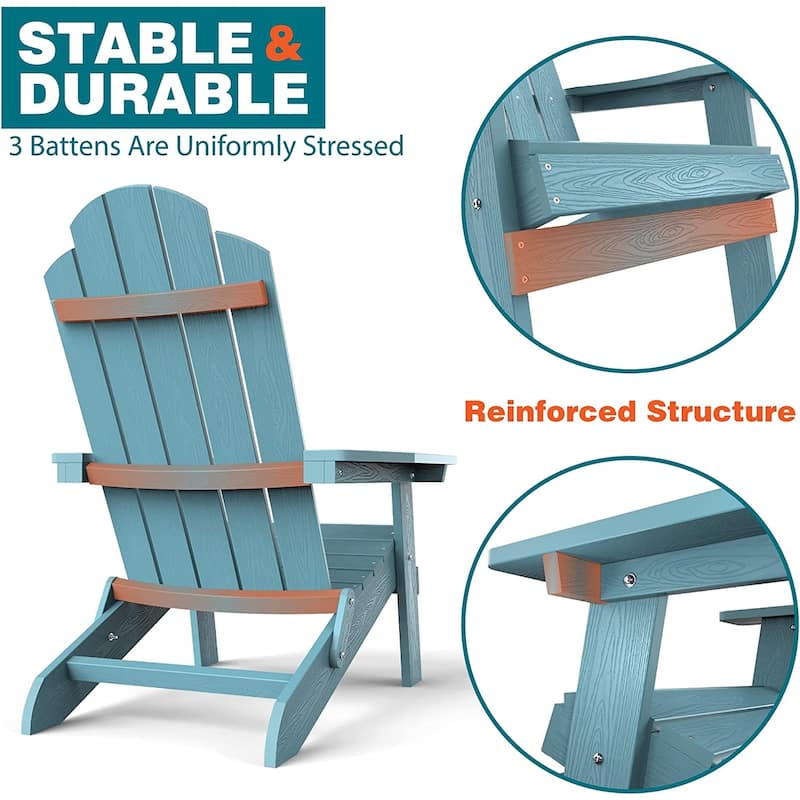WINSOON All Weather HIPS Outdoor Folding Adirondack Chairs Outdoor Chairs Set of 4