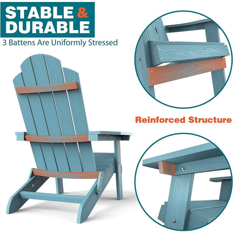 WINSOON All Weather HIPS Outdoor Folding Adirondack Chairs Outdoor Chairs Set of 4