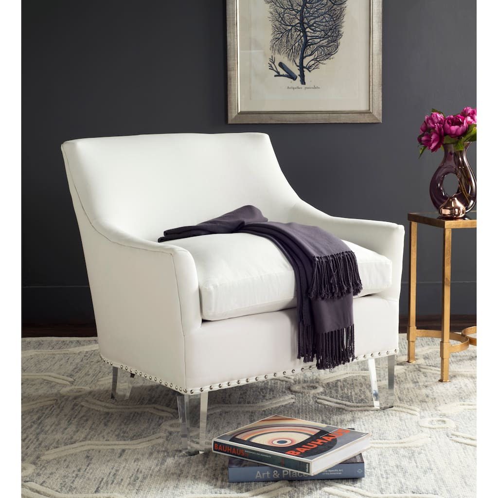 SAFAVIEH Shalon White/ Clear Club Chair - 31.3" x 32.3" x 31.9" - 31Wx32Dx32H