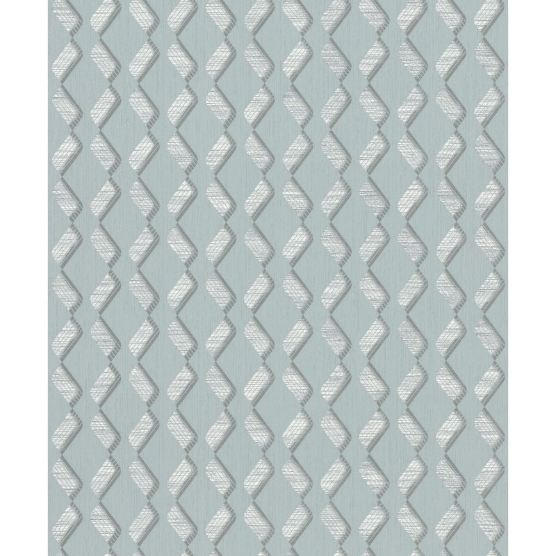 Galerie Wallcoverings Serene Collection Metallic Geometric Zig-Zag Vinyl on Non-woven Wallpaper Roll - 33 feet x 21 inches - Grey