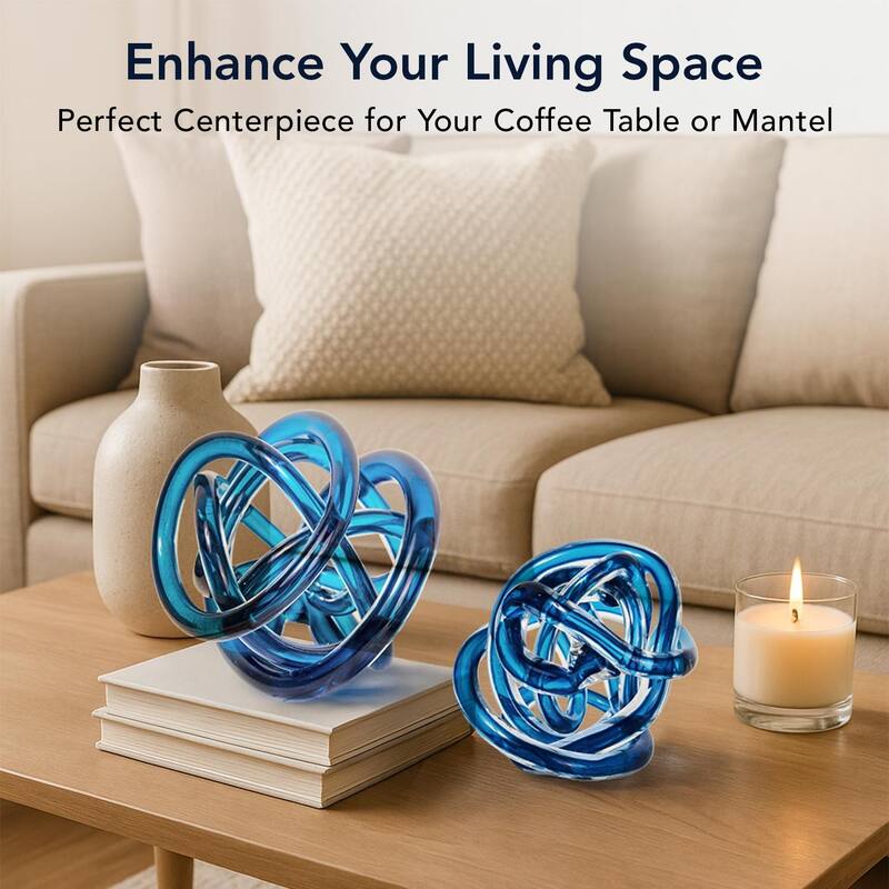 American Art Decor As the Tides Turn Table Top Knots, Blue - 5.91" x 5.91" - 5.91" x 5.91"