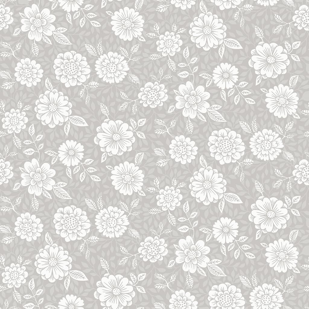 A-Street Prints Lizette Grey Charming Floral Wallpaper