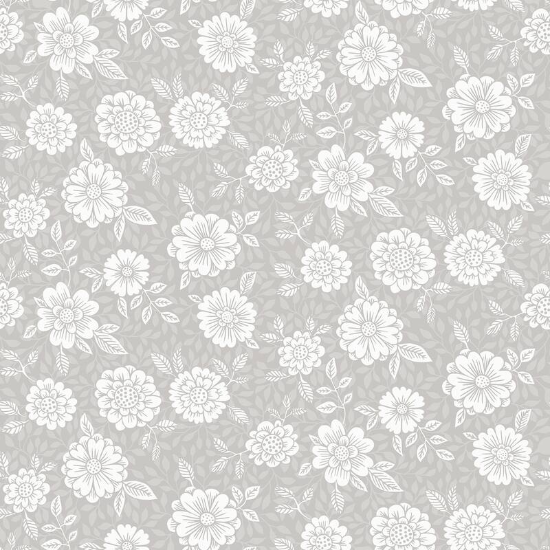 A-Street Prints Lizette Grey Charming Floral Wallpaper