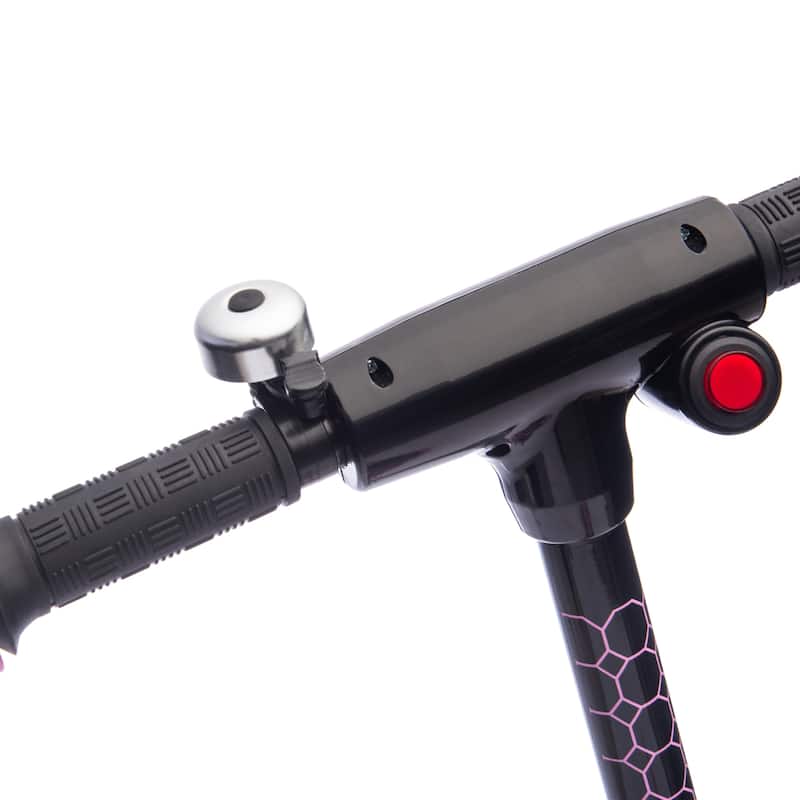 Kids Ride On Electric Scooter With Kickstand,Scooter Bell,Wider Pedal,Non-Slip Handle,Colorful LED Lights,For Kids 6+.