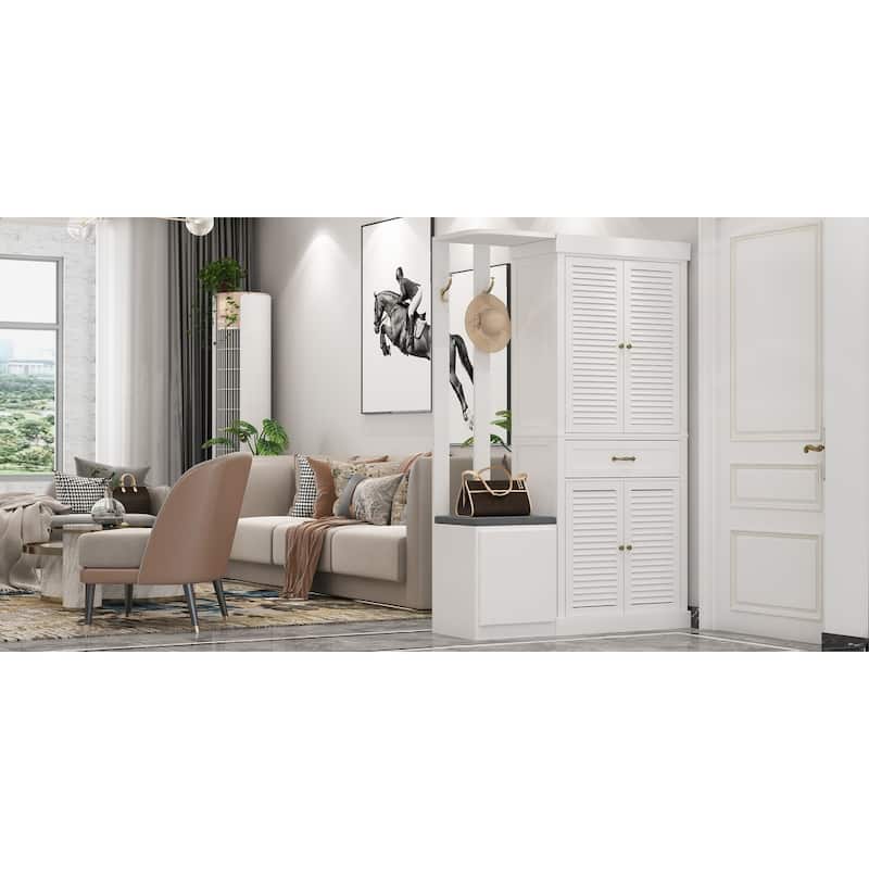 Timehcee 30"Shoe Cabinet Storage Cabinet Doors Wooden Floor Cabinet