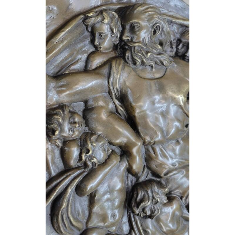 Michelangelo The Creation Of Adam Bronze Bas Relief Hanging Sculpture 14 Inches X 33 Inches