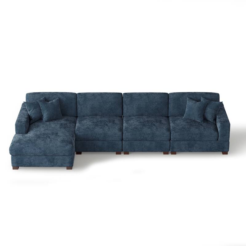 Oversized Modern Chenille L-shape Modular Sectional Sofa with Chaise