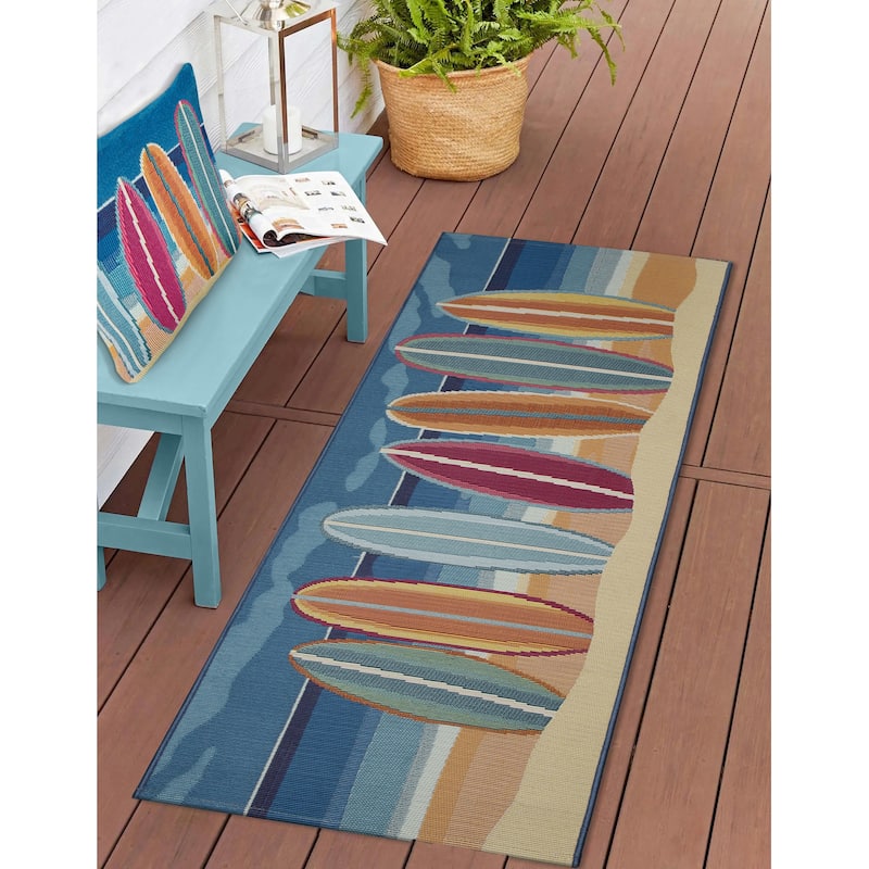 Liora Manne Marina Surf Break Indoor/Outdoor Pillow