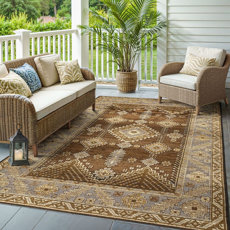 Style Haven Nova Faded Nomadic Brown/ Grey Area Rug