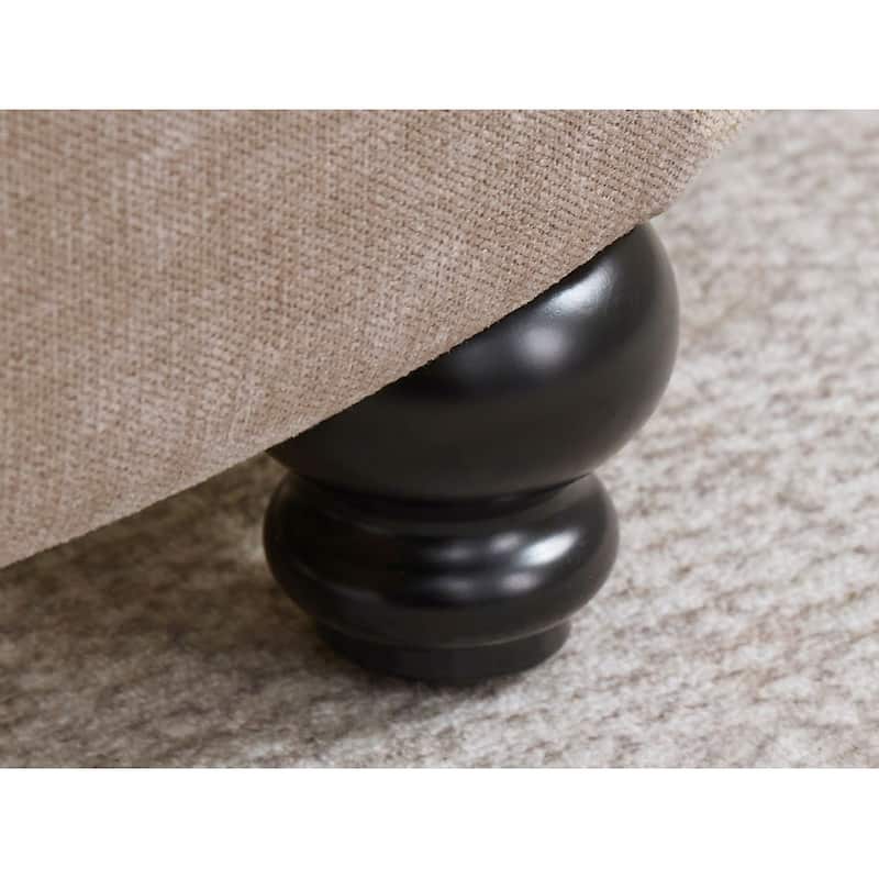 Tufted Large Round Storage Ottoman Footrest Beige/ Grey/ Blue