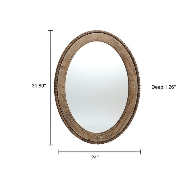 dimension image slide 0 of 2, Cameo Wood Framed 32-Inch Oval Wall Mirror, Bathroom Wall Mirror - 31.89" H x 24" W x 1.26" D