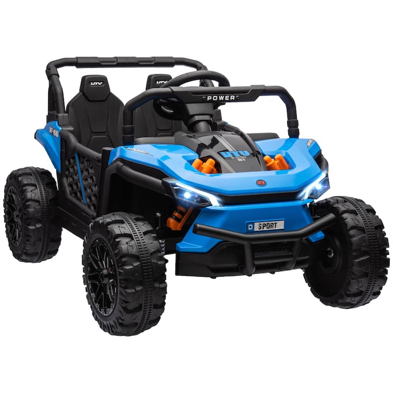 12V Kids Electric Car with Parent Remote, Blue Ride-On Car Off-Road Toy Car All-Terrain Car with LED Light