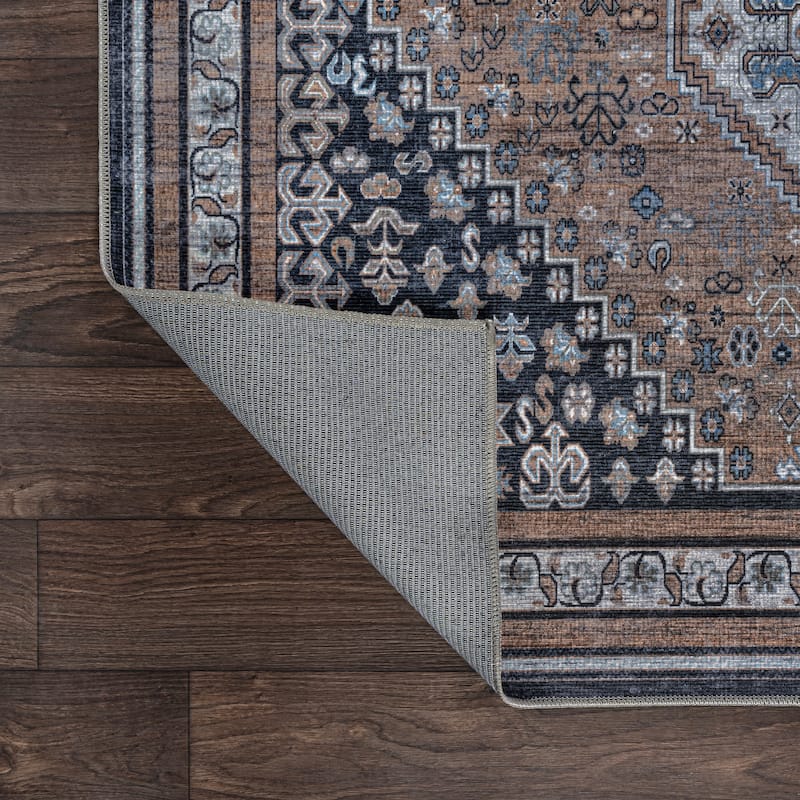 JONATHAN Y Didim Geometric Medallions Machine Washable Area Rug