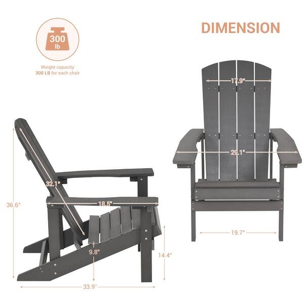 dimension image slide 17 of 18, BONOSUKI Patio Adirondack Chair w/Cupholder,Weather Resistant-Set of 4
