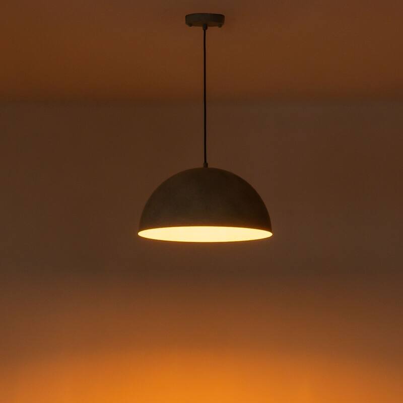 Industrial Modern Indian Gray Dome Pendant Light Kitchen Island - White - W15.75"