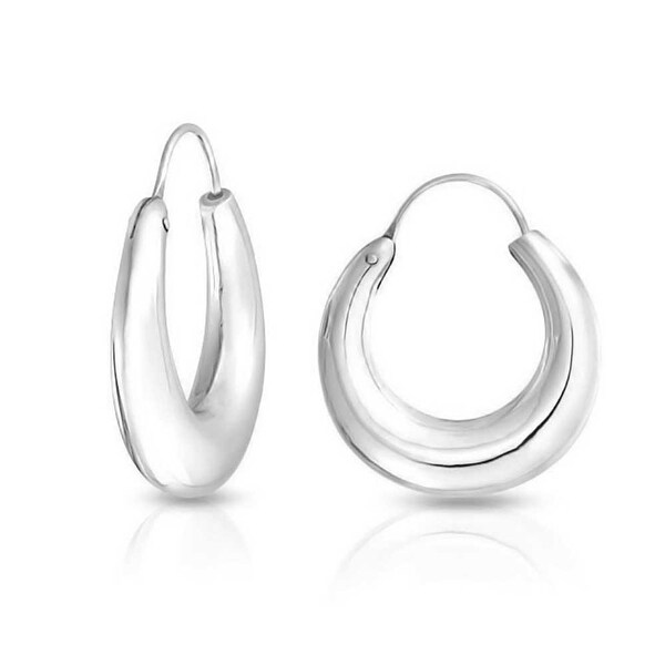 Shop Geometric Half Moon Shaped Tapered Oval Hoop Earrings For Women For Teen 925 Sterling ...
