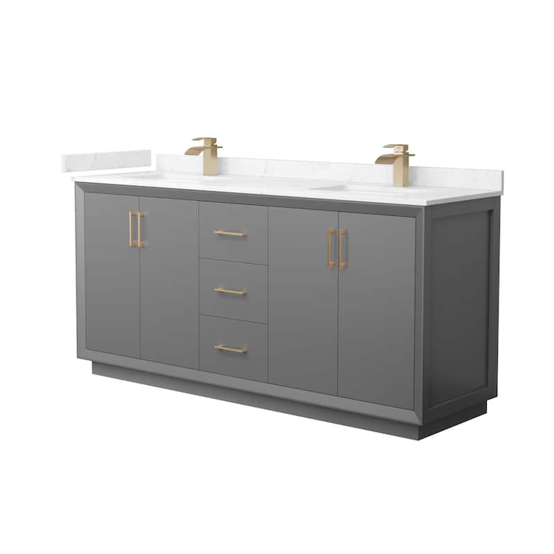 Wyndham Collection WCF414172D-VCA-UNSMXX Strada 72" Free Standing - Dark Gray / Carrara Cultured Marble Top / Satin - Painted