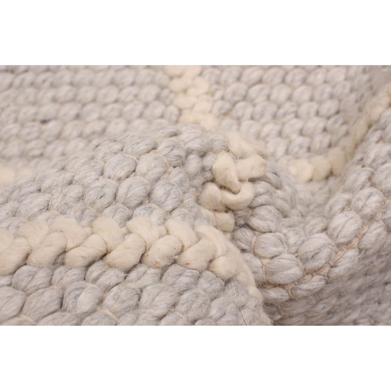 ECARPETGALLERY Braid weave Sienna Grey Wool Rug - 2'4 x 5'9