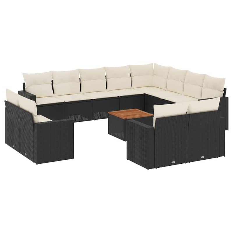 vidaXL Garden Sofa Set Black PE Rattan Large Modular Garden Sofa Set - 27.2 x 115.2 x 93.5