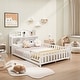 preview thumbnail 14 of 39, Full-Size Montessori Floor Bed with Bookcases & Blackboards, Solid Wood Design for Kids with Guardrails & Storage, Grey White