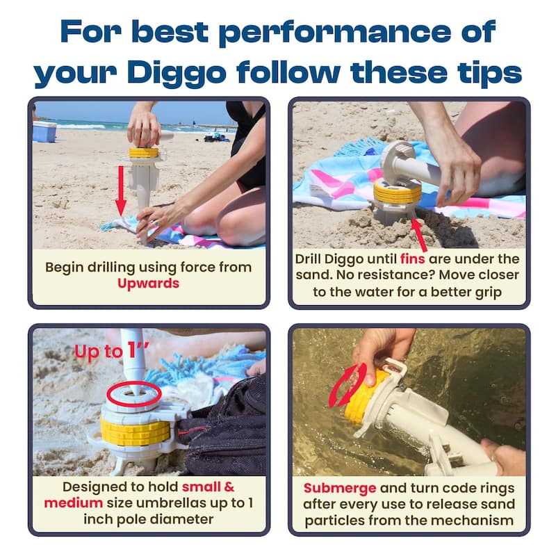 Diggo Dog Stake Beach Anchor - Dog Beach Essentials for All Dog Sizes - 1pc