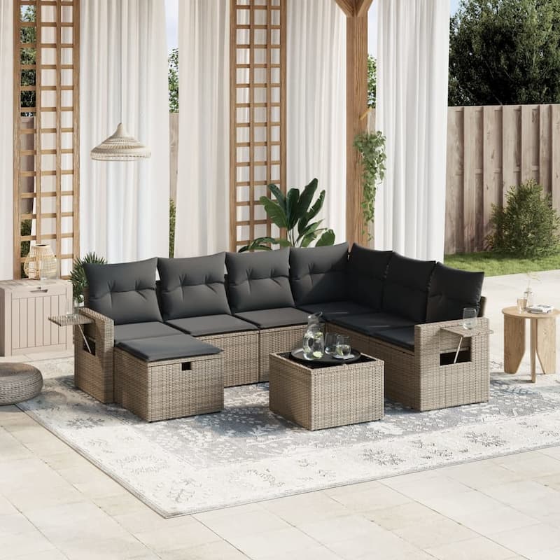 vidaXL Garden Sofa Set - Grey Large 33.5 x 92.1 x 70.5