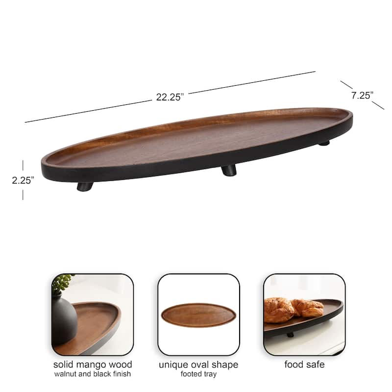 Kate and Laurel Tomaz Oval Footed Tray Wood