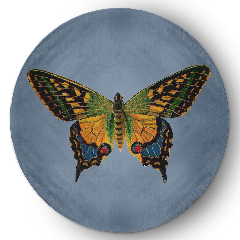 Colorful Butterfly Swallowtail Novelty Chenille Area Rug